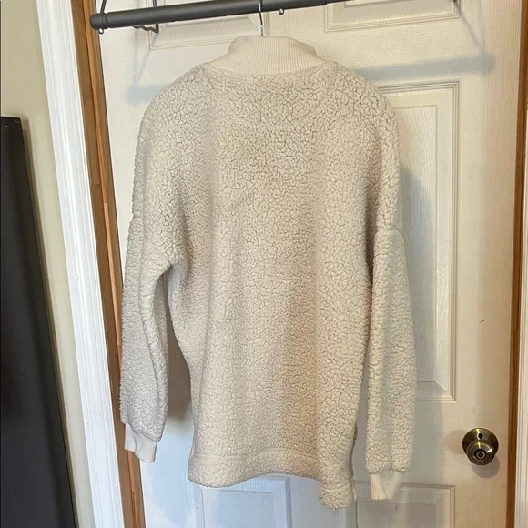 Aerie Cream Sherpa Quarter-Zip Sweater - Picture 6 of 7